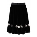 JUPE by JACKIE Floral Embroidery Silk-velvet Carrie Skirt black