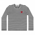 COMME DES GARÇONS PLAY BLACK AND WHITE STRIPED L/S MEN T-SHIRT WITH RED HEART