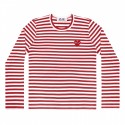 COMME DES GARÇONS PLAY RED AND WHITE STRIPED L/S T-SHIRT WITH RED HEART