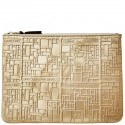 COMME DES GARÇONS WALLET LOGOTYPE EMBOSSED POUCH WALLET GOLD IN GOLD