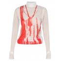 MM6 MAISON MARGIELA RED BEADS PRINTED WHITE TOP