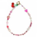 AZS TOKYO UNISEX PEARL＋BEADS PINK CREY ALONE NECKLACE