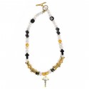 AZS TOKYO UNISEX PEARL＋BEADS GOLD NECKLACE WITH CROSS