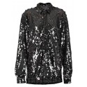 CHARLES JEFFERY LOVERBOY DARK SILVER SEQUIN SHIRT