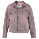 MM6 MAISON MARGIELA DENIM OVERDYED PINK DENIM SPORTS JACKET IN PINK