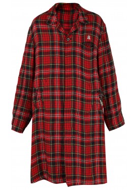 UNDERCOVER RED CHECKED LINEN COAT 